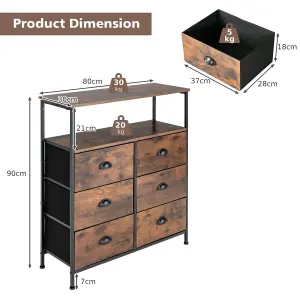 Costway 6-Drawer Dresser Storage Organizer w/ 6 Removable & Foldable Fabric Drawers