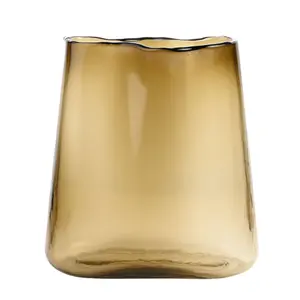 Hestia Amber Tinted Wavy Glass Vase