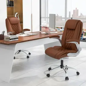 COSTWAY Swivel PU Leather Office Chair with Adjustable Height