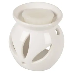 URBNLIVING 8cm Height White Ceramic Scented Candle Burner With Wax Tart Scents Fragrance Ivory Vanilla