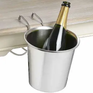 Clever Table Hanging Champagne -Ice Bucket - Metal - L19 x W19 x H50 cm - Silver