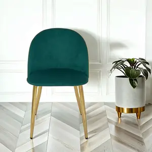 Velvoro Green Luxurious Velvet Dining Chair With Gold Legs