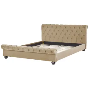 Velvet EU Super King Bed Beige AVALLON