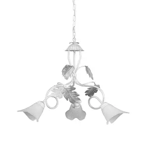 Luminosa Marilena 3 Light Multi Arm Pendant Ceiling Light, White, Silver