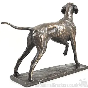 Pointer dog figurine in solid cold cast bronze designed by David Geenty