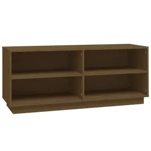 Berkfield Shoe Cabinet Honey Brown 110x34x45 cm Solid Wood Pine