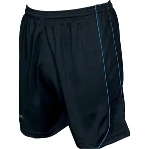 M ADULT Elastic Waist Football Gym Training Shorts - Plain BLACK/BLUE 34-36"