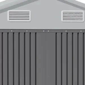 8x6 ft Apex Metal Shed Garden Storage Shed with Lockable Double Door,Grey