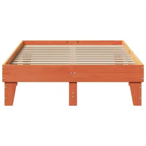 Berkfield Bed Frame without Mattress Wax Brown 135x190 cm Double Solid Wood Pine