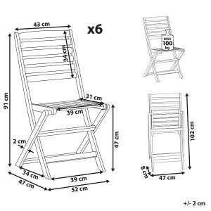 Set of 6 Garden Chairs TOLVE Acacia Wood Light Wood