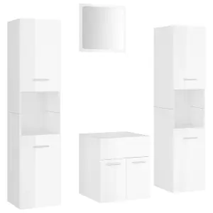 Berkfield Bathroom Furniture Set High Gloss White Engineered Wood