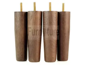 4 Dark Brown Turned Solid Oak Wood Furniture Legs Replacement Settee Feet 150mm High Sofa Chair Bed M8 SOF3213