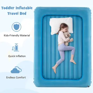 COSTWAY Inflatable Toddler Travel Bed Portable Kids Air Mattress Set w/ Electric Pump