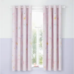 Catherine Lansfield Fairytale Unicorn 66x72 Inch Curtains Two Panels Pink