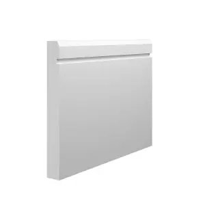 Skirting World Grooved 1 Chamfered MDF Skirting Board - 95mm x 18mm x 4200mm, Primed, No Rebate