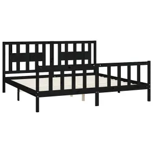 Berkfield Bed Frame with Headboard Black Solid Wood Pine 200x200 cm