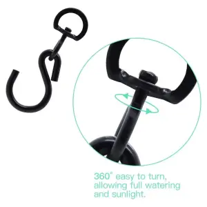 Black Swivel S Hook with Closed D Ring - Heavy Duty Hanging Plant Basket Hooks