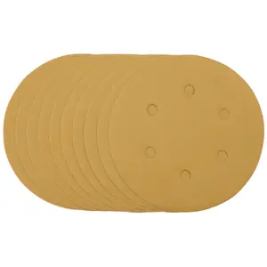 Draper  Gold Sanding Discs with Hook & Loop, 150mm, 320 Grit (Pack of 10) 64265