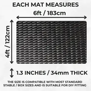 EVA Horse Stable Floor Mat - Black - 34mm - 6ft x 4ft- 2 Pack