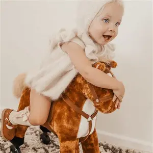 Jouet Kids Plush Ride On Walking Horse With 40cm Seat Height & Sound - Brown | Robert Dyas