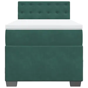 Berkfield Box Spring Bed with Mattress Dark Green 90x190 cm Velvet