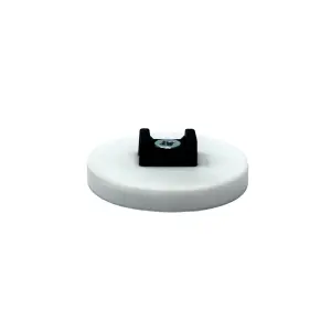 43mm dia x 6mm high Rubber Coated Cable Holding Magnet With 4mm Hole Cable Tie Clip (White) - 8kg Pull (Pack of 1)