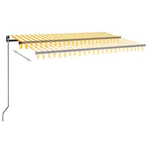 Berkfield Manual Retractable Awning with LED 450x300 cm Yellow and White