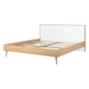 EU Double Size Bed Light Wood SERRIS