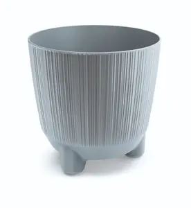 Plant Pots Indoor Outdoor Plastic Flowerpot Small Medium Large RYFO Grey 13cm