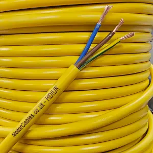 HDIUK 4mm Arctic Grade Cable 3183AG4 3-Core Coil (50 Metres, Yellow)