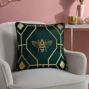 furn. Bee Deco Geometric Feather Rich Cushion