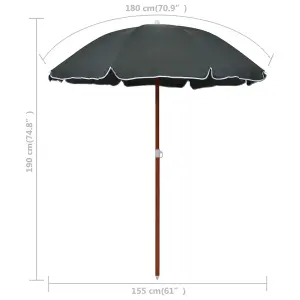 Berkfield Parasol with Steel Pole 180 cm Anthracite