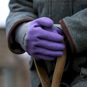 Mulch. Get A Grip Gardening Gloves Lavender 100% Polyester Textured Surface for Extra Grip Medium Size 8 - 1 Pair