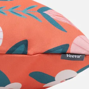 Veeva Meadow Print Set of 4 Red Outdoor Cushion