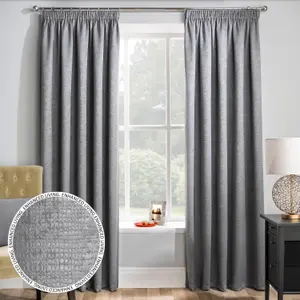 Enhanced Living Matrix Grey Silver 90 x 54 inch (229x137cm) Tape Top Thermal Noise reducing Dim Out Curtains