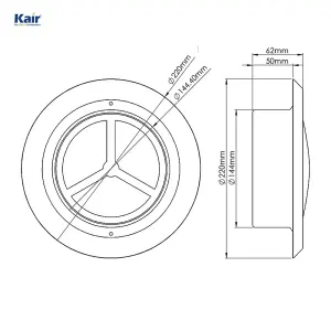 Kair Ceiling Valve 150mm - 6 inch Stainless Steel Adjustable Supply and Extract Vent