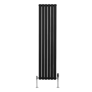 Oval Column Radiator & Valves - 1600mm x 360mm - Black