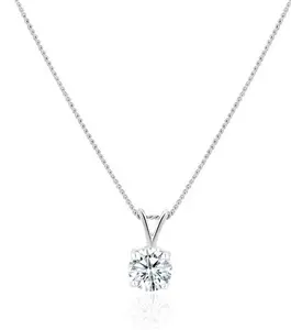 Chloe 0.50Ct Lab Diamond Solitaire Necklace Pendant In 9K White Gold H/Si