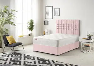 Somnior Galaxy Pink Plush 6FT Memory Foam Divan Bed With Mattress & Headboard - Super King