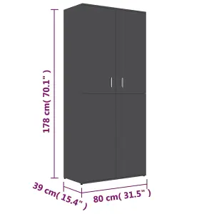 Shoe Cabinet Grey 80x39x178 cm Engineered Wood