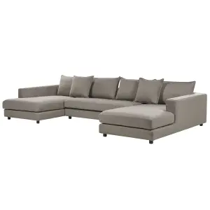 5 Seater Fabric Sofa Light Taupe LILVIKEN