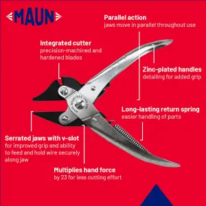 Maun Side Cutter Parallel Plier For Hard Wire Return Spring 160 mm