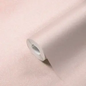 Galerie Maison Charme Pink/White Ditsy Leaf Motif Wallpaper Roll