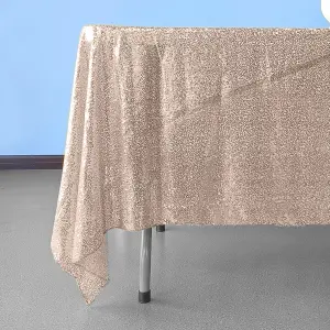 Neel Blue 70" x 70" Square Sequin Tablecloth, Rose Gold