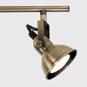 ValueLights Brunel Gold Ceiling Bar Spotlight and GU10 Spotlight LED 5W Cool White 6500K Bulbs