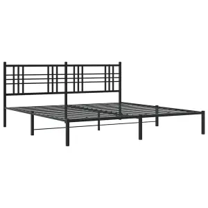 Berkfield Metal Bed Frame without Mattress with Headboard Black 200x200cm