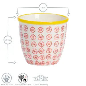 Nicola Spring - Hand-Printed Plant Pots - 14cm - Pack of 6