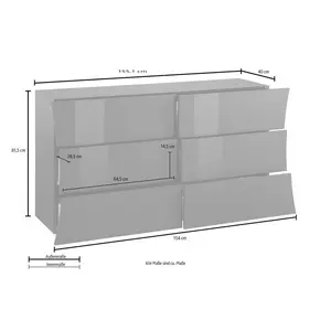 Kimbolton 150 Cm Wide 6 Drawer Sideboard White