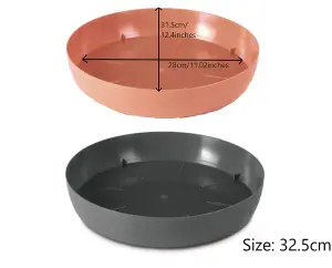 Round Plastic Water Plant Pot Saucer Trays Terracotta 32.5cm