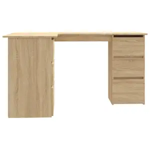 Berkfield Corner Desk Sonoma Oak 145x100x76 cm Engineered Wood